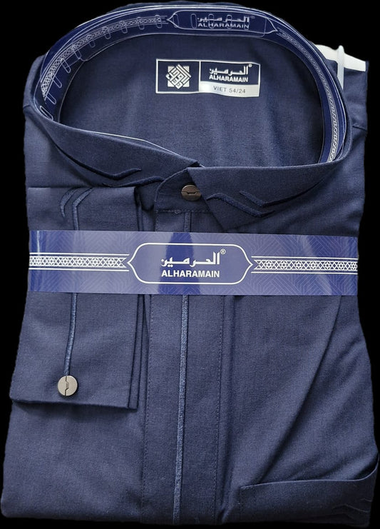 Premium Dark Blue Embroidered Thobe